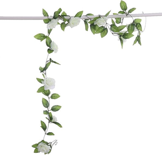 Weisse Rosen Girlande 110cm - Dekorative Kunststoffblüten für jeden Anlass