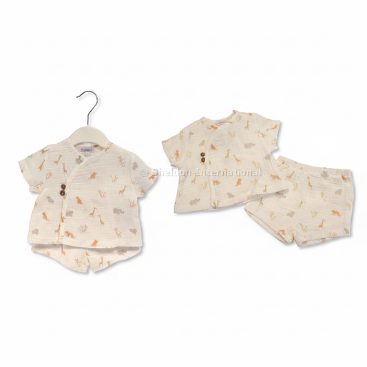 Baby Jungen Baumwoll-Zweiteiler Safari Creme