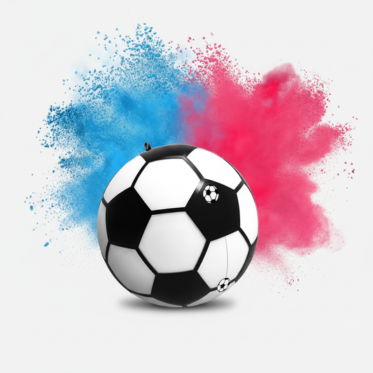 Gender Reveal Fußball mit rosa und blauem Puder-Set