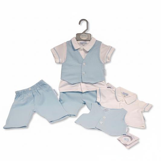 Baby Jungen Polo-Weste Set Hellblau