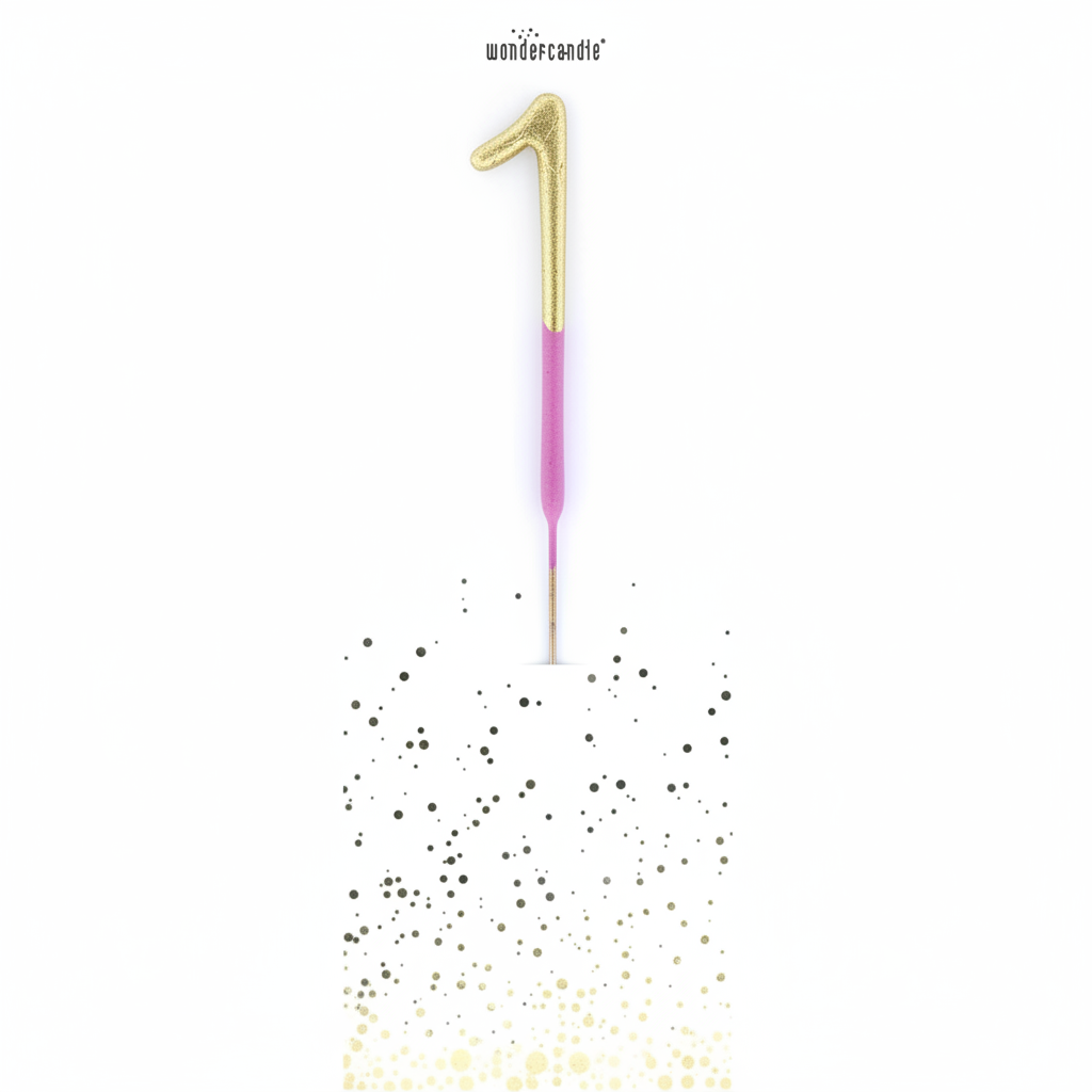 Wunderkerzen Bicolor 2-farbig gold pink Zahl 1