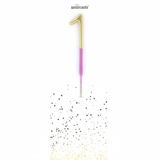 Wunderkerzen Bicolor 2-farbig gold pink Zahl 1