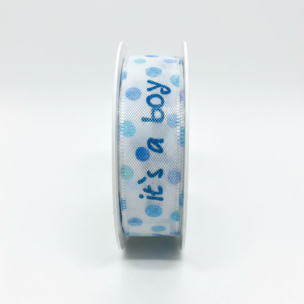 Band bedruckt 15mmx2,5m, It´s a boy – weißer Hintergrund