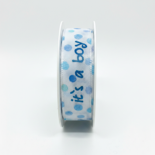 Band bedruckt 15mmx2,5m, It´s a boy – weißer Hintergrund