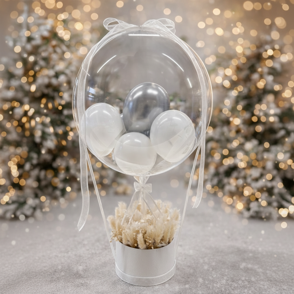 Geschenkballon mit Trockenblumen ohne Schrift