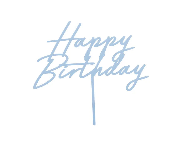 Cake Topper Happy Birthday nebelblau, 16.5 cm - Avaloon Party-Deko-Geschenke