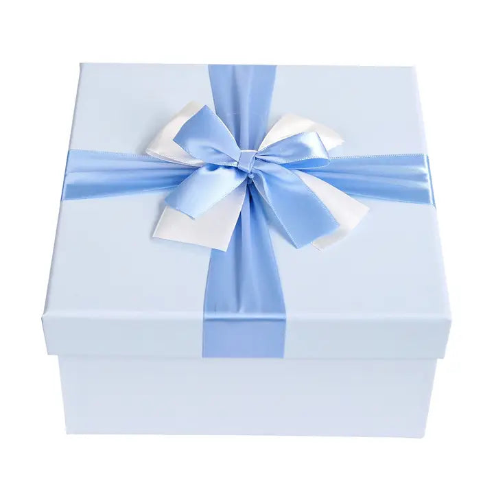 Quadratische babyblaue Geschenkboxen