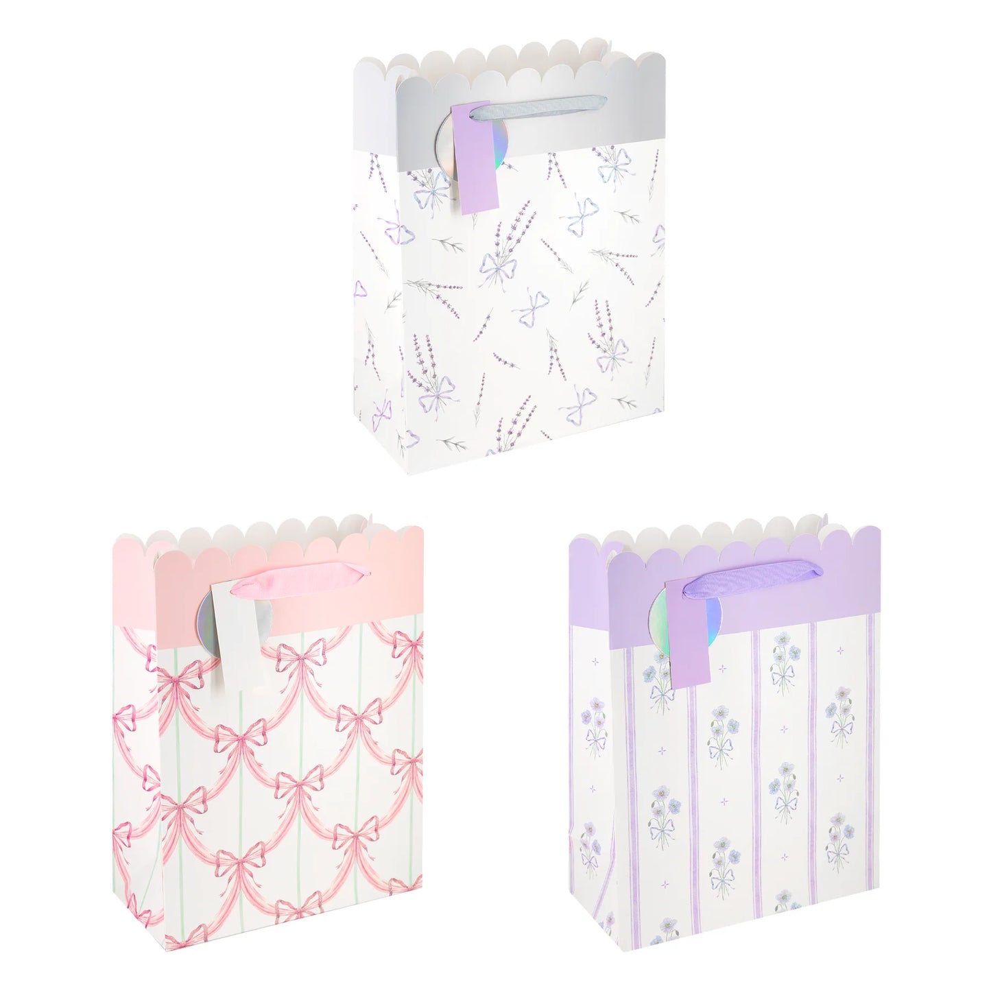 Geschenktaschen Pastell mit Schleife groß 12 Stück