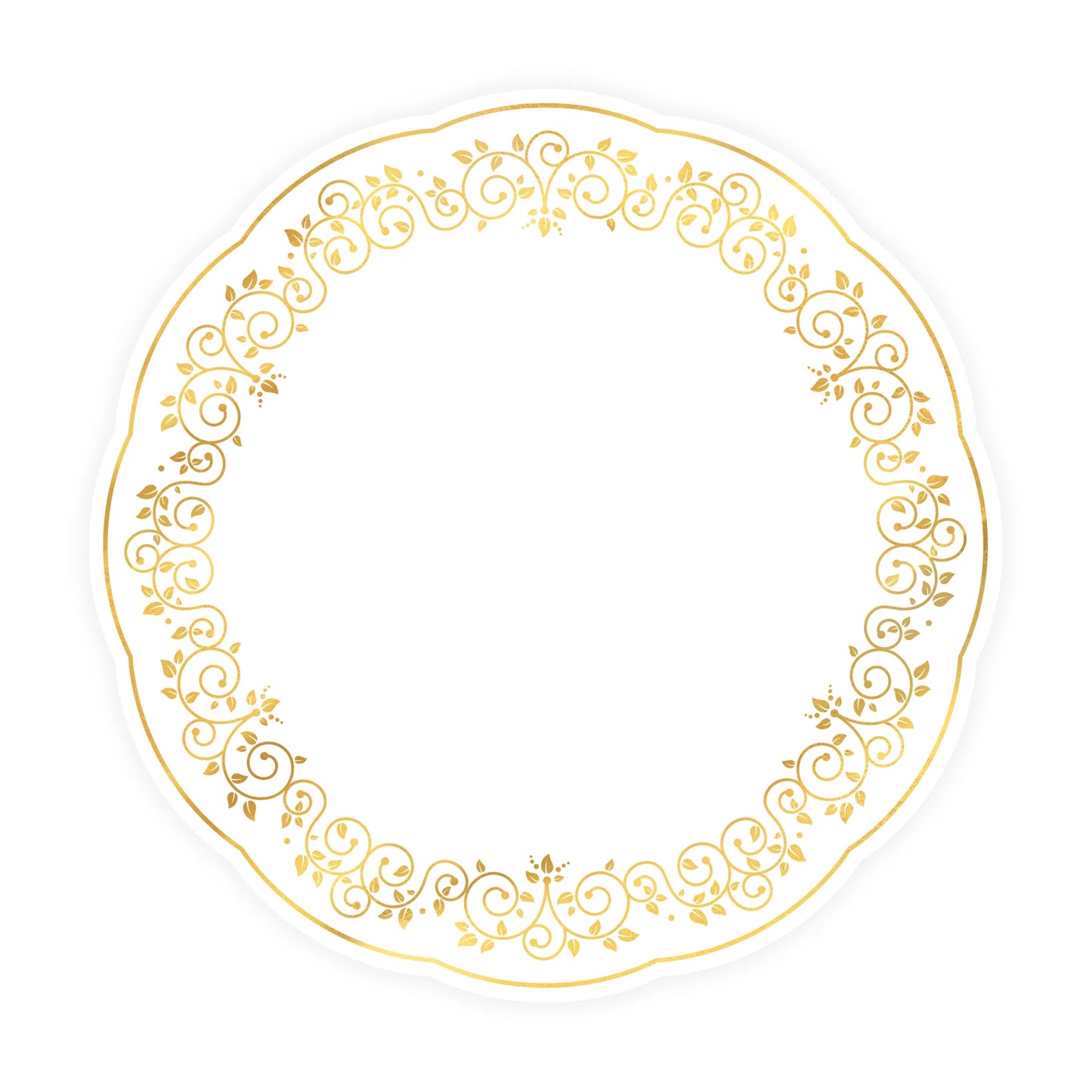 Papier-Tischset weiss-gold mit Pflanzenmotiv 10 Stück