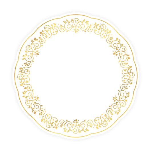 Papier-Tischset weiss-gold mit Pflanzenmotiv 10 Stück