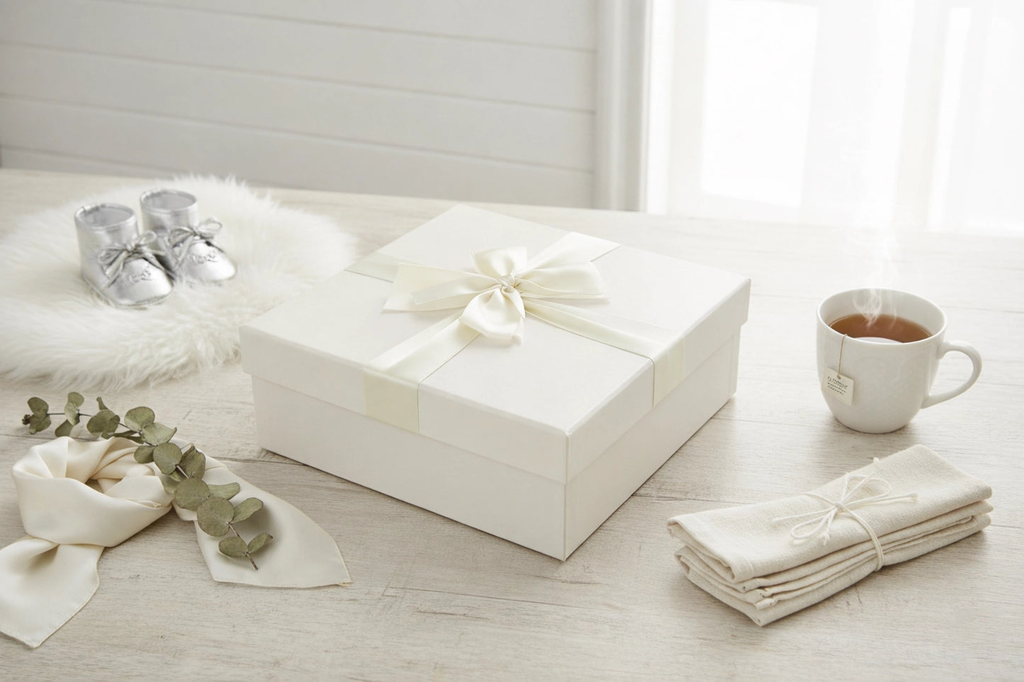 Quadratische Geschenkbox Elfenbein