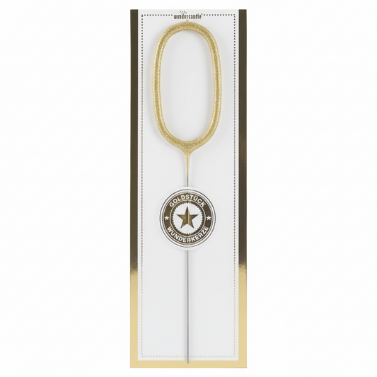 Wunderkerze Zahl und Stern und Herz classic gold